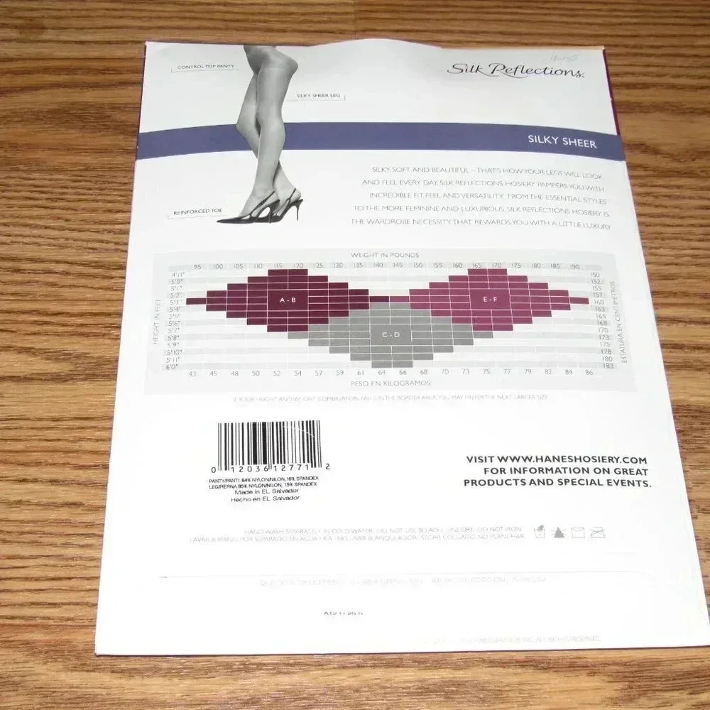 HANES Silk Reflections Control Top Silky Sheer Barely Black Pantyhose Size EF